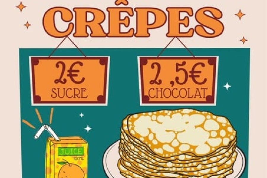 Affiche de la vente de crêpes de l'APEL du collège Sacré-Cœur de Thonon-les-Bains